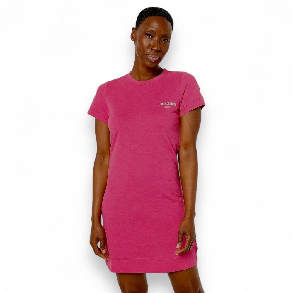 Juicy Couture Women's Baby French Terry Lounge T-Shirt Dress 1X Magenta Pink - Picture 2 of 11